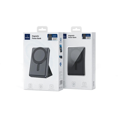 Wiwu внешний аккумулятор MagSafe с подставкой 20W 10000mAh (черный) JC-20 Wiwu внешний аккумулятор MagSafe с подставкой 20W 10000mAh (черный) JC-20