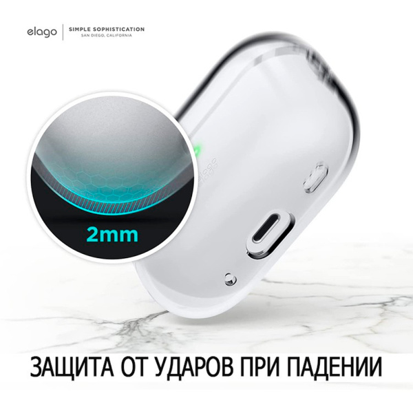 Elago чехол для AirPods Pro 2 Clear Case with Round Strap (прозрачный) EAPP2CL-BA+ROSTR-CL
