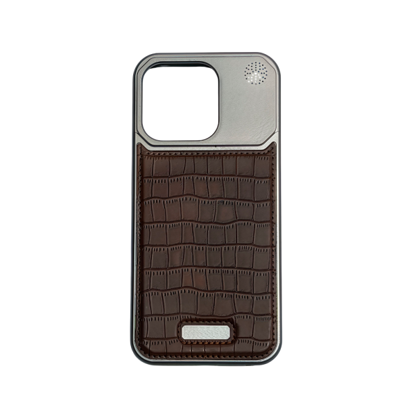 Чехол для iPhone 16 Pro Crocodile Leather Cell Case MagSafe (бронзовый)