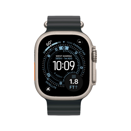 Apple Watch Ultra 3 49mm, натуральный, Ocean Band черный ремешок