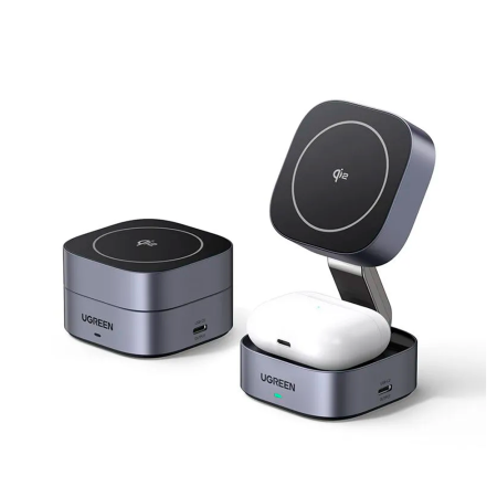 Ugreen БЗУ 2 в 1 W702 Qi2 15W (серый) 35316_