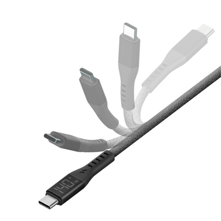EnergEA кабель Type-C/Type-C PD240W 5A Display Nanoweave Magnetic 1.5м (черный) CBL-DFLCC-BLK150M