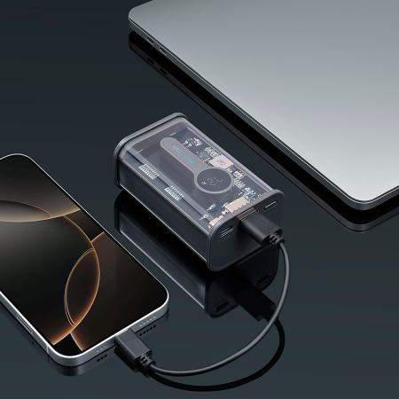 Deppa внешний аккумулятор NRG Turbo TR 20W 10000mAh (прозрачный) 33695