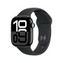 Apple Watch 10 46mm, алюминий, черный, спортивный черный ремешок M/L