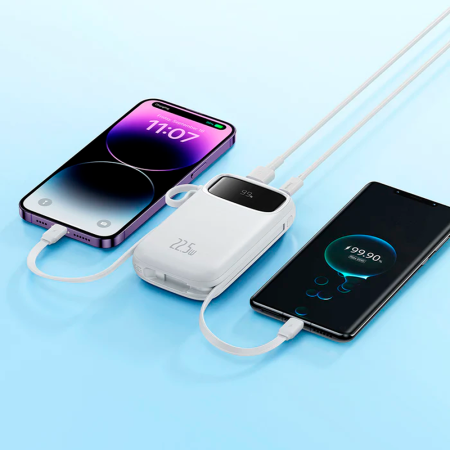 Baseus внешний аккумулятор с кабелем Type-C + Lightning Qpow2 22.5W 10000mAh (белый) P10055003223-00 Baseus внешний аккумулятор с кабелем Type-C + Lightning Qpow2 22.5W 10000mAh (белый) P10055003223-00