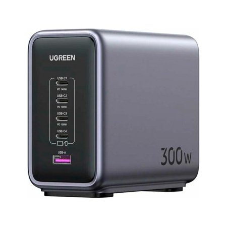 Ugreen СЗУ CD333 300W 4x Type-C + USB A (серый) 90903B