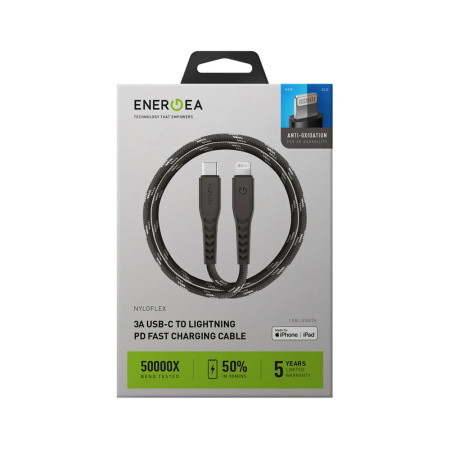 EnergEA кабель Type-C/Lightning NyloFlex C94 MFI 1.5м (черный) CBL-NFCL-BLK150