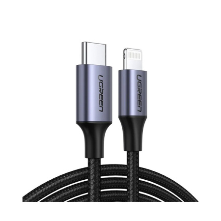 Ugreen кабель Type-C/Lightning Cable Aluminum Shell Braided 1м (черный) 60759