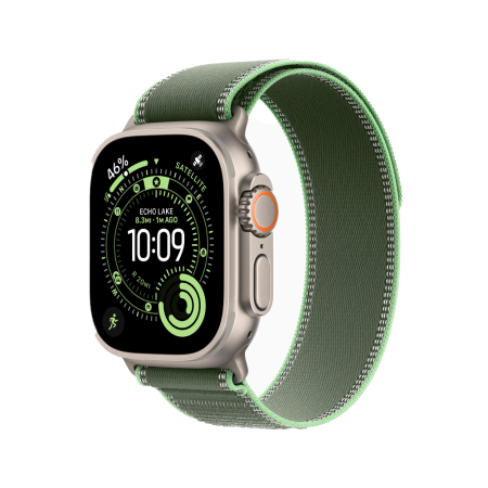 Apple Watch Ultra 3 49mm, натуральный, Trail Loop M/L зеленый ремешок