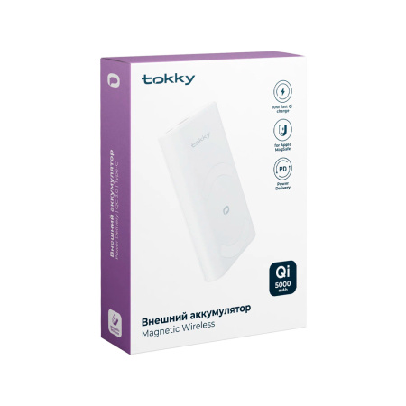 Tokky внешний аккумулятор MagSafe 5000mAH (белый)