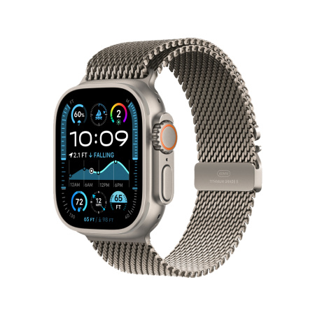 Apple Watch Ultra 2 49mm, натуральный, Titanium Milanese Loop L натуральный ремешок