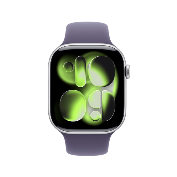 Apple Watch 11 42mm, алюминий, серебристый, спортивный фиолетовый ремешок S/M Apple Watch 11 42mm, алюминий, серебристый, спортивный фиолетовый ремешок S/M