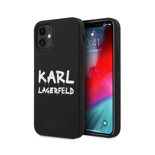 Lagerfeld чехол для iPhone 12 Mini Liquid silicone Graffiti logo Hard (черный) KLHCP12SSLSTBK Lagerfeld чехол для iPhone 12 Mini Liquid silicone Graffiti logo Hard (черный) KLHCP12SSLSTBK
