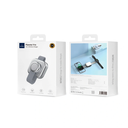 Wiwu БЗУ Planeta Trio MagSafe 3 в 1 (серый)