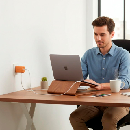 EnergEA СЗУ AmpCharge GaN 35W Type-C + USB A (оранжевый) CHR-AC-GAN35ORGEU