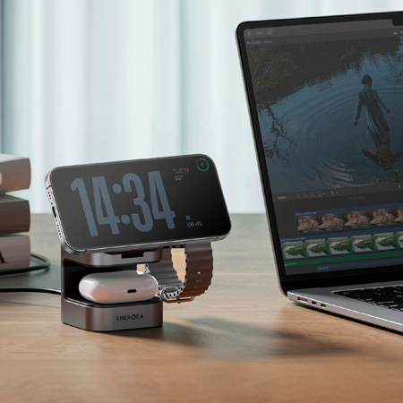 EnergEA БЗУ MagCube Qi2 3 в 1 15W MagSafe (черный) MAG-CUBE-GUN