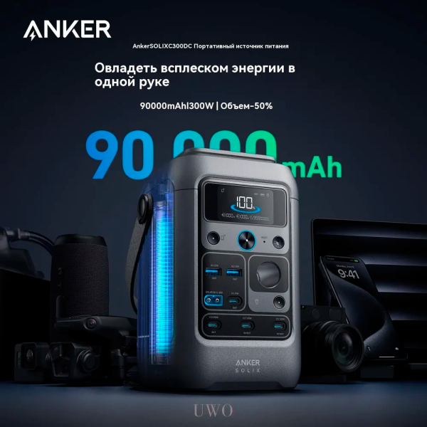Anker внешний аккумулятор Solix C300 90000mAh (серый) A1726