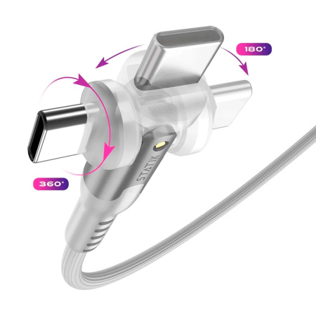 Statik кабель Type-C/Type-C PowerPivot Pro 100W 1м (белый) PUP-0455-3FT-CC-WHT