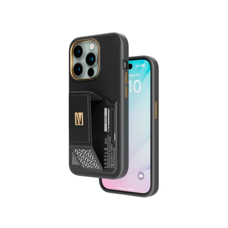 Levelo чехол для iPhone 15 Pro Morphix Gripstand Cardholder (черный) LVLMGCC15PBK