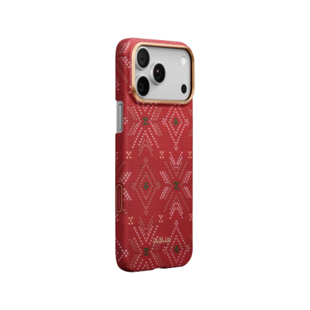 Pitaka чехол для iPhone 17 Pro Ultra-Slim Case PitaTap Threads of Winter MagSafe (красный)
