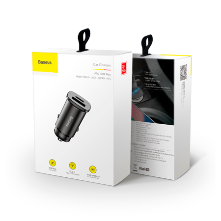 Baseus АЗУ Square Metal PPS 30W USB A + Type-C (черный) CCALL-BS01