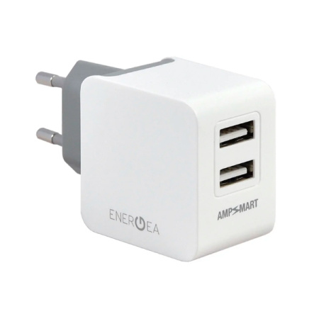 EnergEA СЗУ Ampcharge 2x USB A White 3.4A + кабель USB A/Lightning (белый) DU34-NTK-IEU