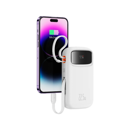 Baseus внешний аккумулятор с кабелем Type-C + Lightning Qpow2 22.5W 20000mAh (белый) P10055002223-00
