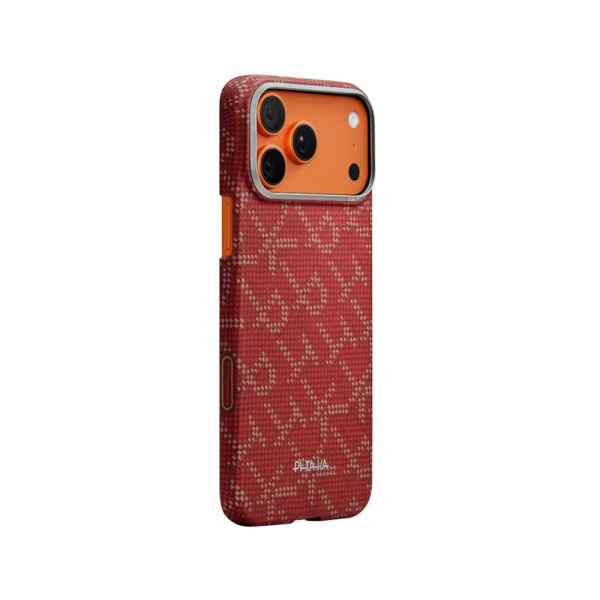 Pitaka чехол для iPhone 17 Pro Max Ultra-Slim Case PitaTap Monogram MagSafe (красный)