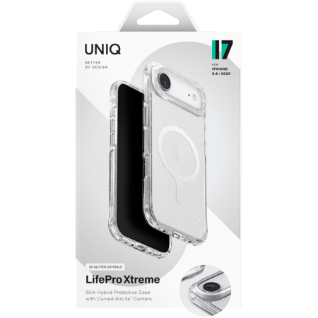 Uniq чехол для iPhone Air Lifepro Xtreme Glitter MagSafe (прозрачный) IP6.6(2025)-LPRXMTLUC
