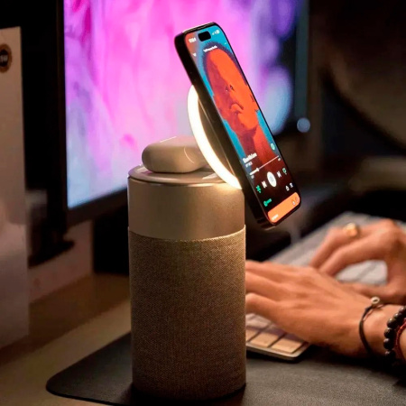 Wiwu БЗУ Wireless Charger Speaker MagSafe 15W 2 в 1 + колонка (серый)
