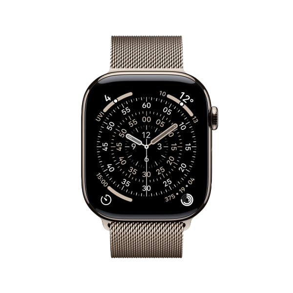 Apple Watch 11 46mm, титан, натуральный, миланская натуральная петля Apple Watch 11 46mm, титан, натуральный, миланская натуральная петля