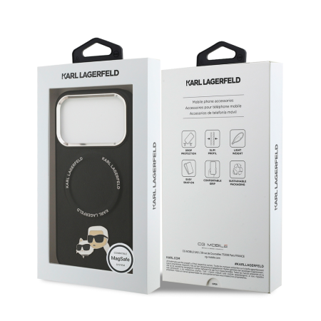 Lagerfeld чехол для iPhone 17 Pro Max PU NFT Karl & Choup Heads MagSafe (черный) KLHMP17XPSMLRKCK