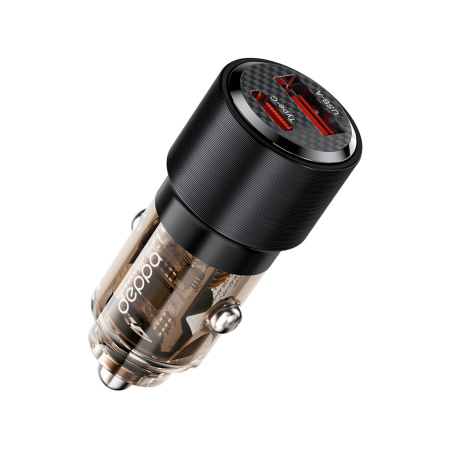 Deppa АЗУ 95W Type-C + USB A (прозрачный/черный) 11217