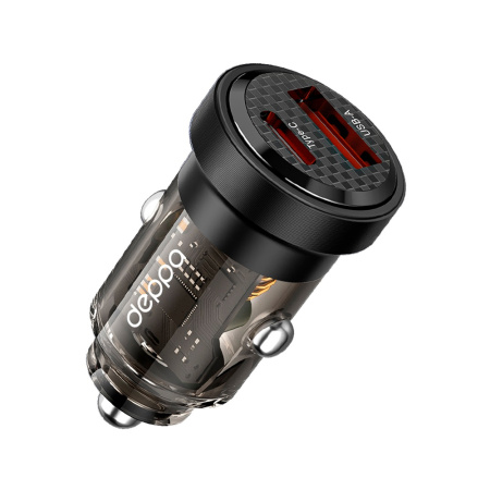 Deppa АЗУ 30W Type-C + USB A (прозрачный) 11218