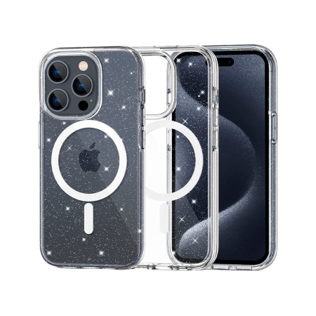 Tech-protect чехол для iPhone 15 Pro Flexair Hybrid MagSafe (прозрачный/блестящий) 9490713936405