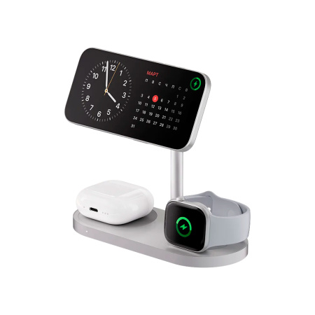 uBear БЗУ Stage Ultra Qi2 3 в 1 Magnetic (серебристый) WL20SL31SU-AW