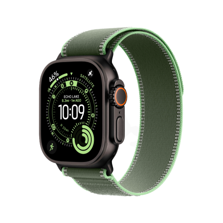 Apple Watch Ultra 3 49mm, черный, Trail Loop M/L зеленый ремешок