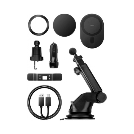 EnergEA автодержатель MagSafe MagDisc Drive 15W + АЗУ (черный) MAGD-DRV-GUN