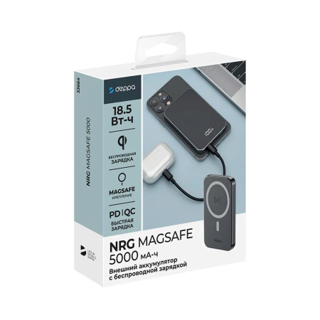 Deppa внешний аккумулятор MagSafe NRG MagSafe 20W 5000mAh (черный) 33664