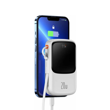 Baseus внешний аккумулятор с кабелем Lightning Qpow Pro 20W 10000mAh (белый) PPQD020002