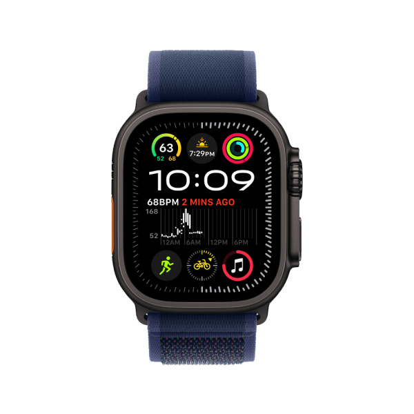 Apple Watch Ultra 2 49mm, черный, Trail Loop S/M синий ремешок