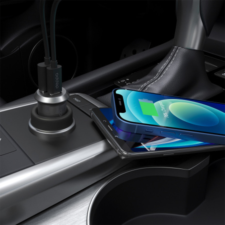 Deppa АЗУ 30W Type-C + USB A (серебристый) 11212