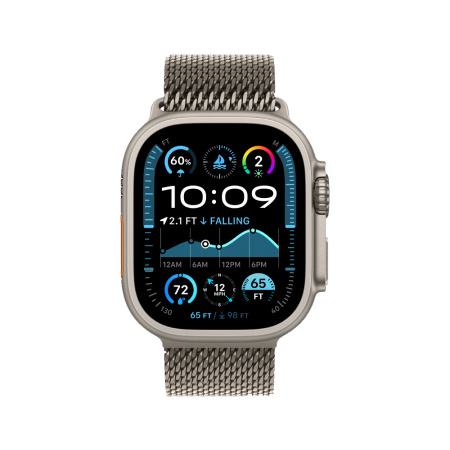 Apple Watch Ultra 2 49mm, натуральный, Titanium Milanese Loop L натуральный ремешок