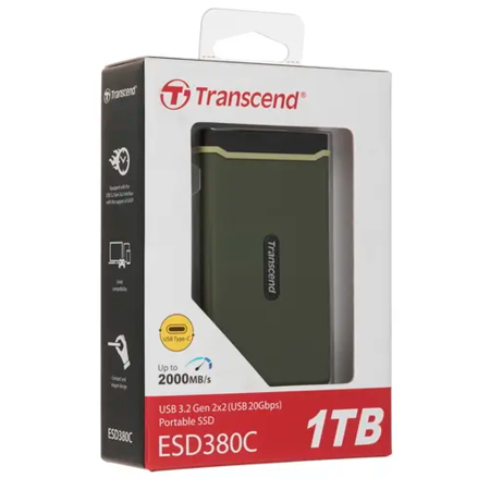 Transcend внешний SSD External ESD380C Type-C + USB A 1TB (темно-зеленый) TS1TESD380C Transcend внешний SSD External ESD380C Type-C + USB A 1TB (темно-зеленый) TS1TESD380C