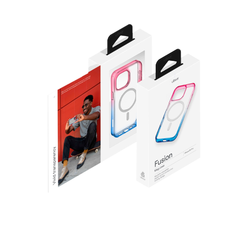 uBear чехол для iPhone 16 Pro Fusion Mag Case MagSafe (прозрачный/сине-розовый) CS446BP63PFS-I24M