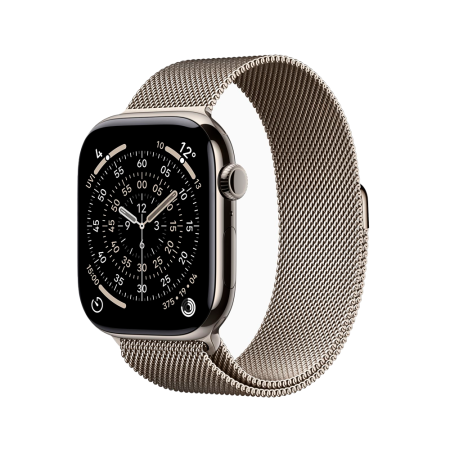 Apple Watch 11 46mm, титан, натуральный, миланская натуральная петля Apple Watch 11 46mm, титан, натуральный, миланская натуральная петля