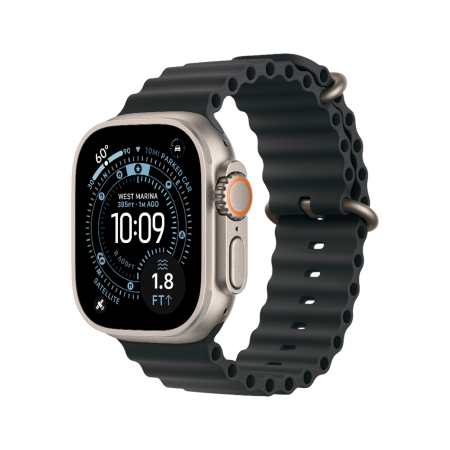 Apple Watch Ultra 3 49mm, натуральный, Ocean Band черный ремешок