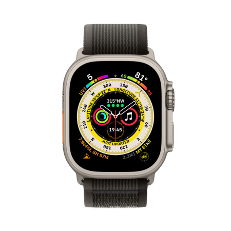 Apple ремешок Trail Loop 46/49 мм (S/M) (черный/серый) MQEP3ZM/A