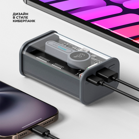 Deppa внешний аккумулятор NRG Turbo TR 20W 10000mAh (прозрачный) 33695