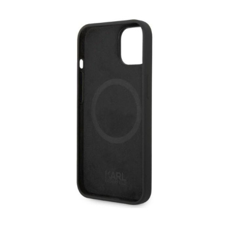 Karl Lagerfeld чехол для iPhone 14 Liquid Silicone Karl & Choupet Magsafe (черный) KLHMP14SSSKCK